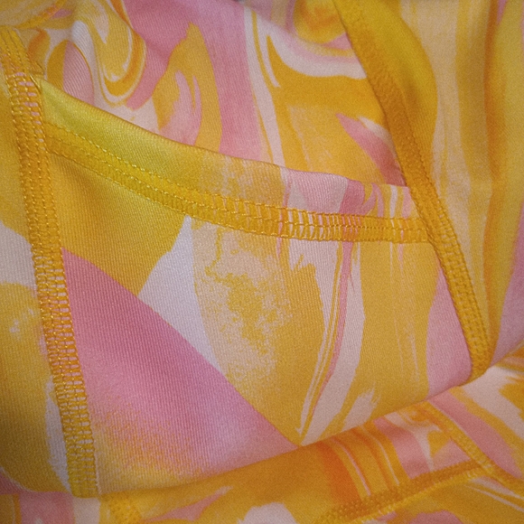 Ideology Compression Leggings 7/8 Length Hi-Rise Yellow & Pink Women Size Medium - Picture 4 of 12